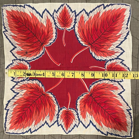 Brilliant Red, White, and Blue Leaf Handkerchief - Picture 7 of 7